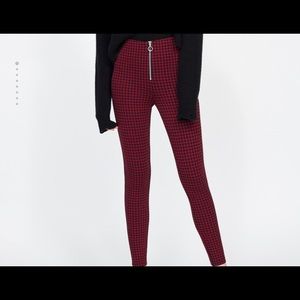 Zara plaid pants with zipper